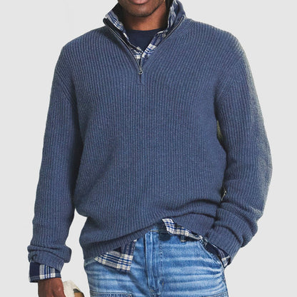 Nathan Ribbed Knit Jumper | Quarter-Zip | Business Casual