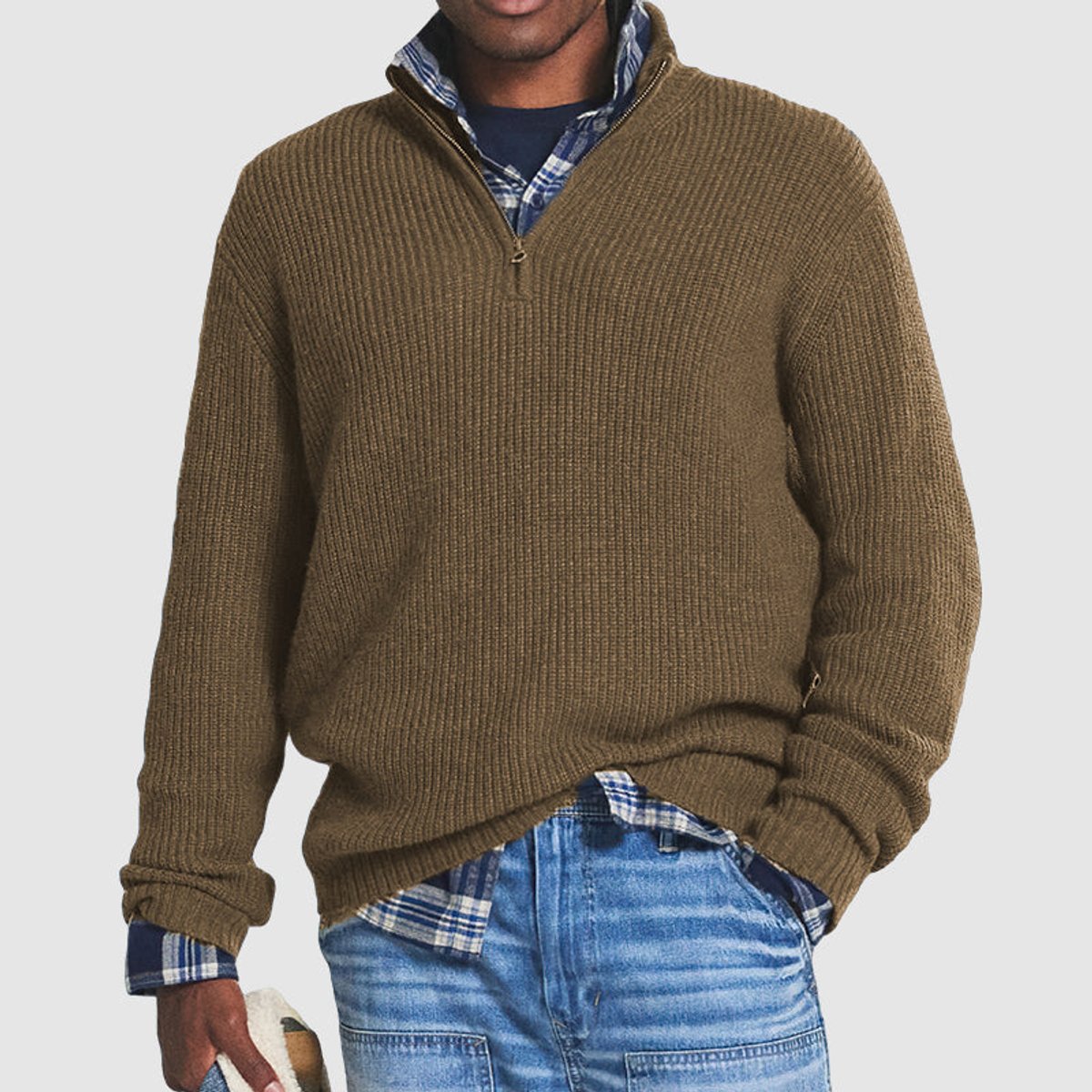 Nathan Ribbed Knit Jumper | Quarter-Zip | Business Casual