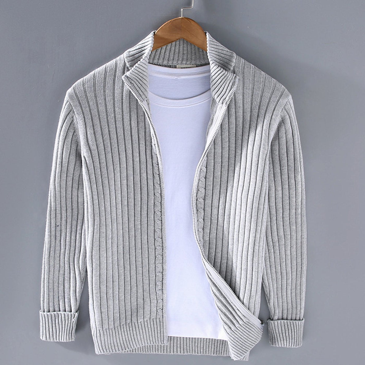 Samuel Ribbed Knit Cardigan | Full-Zip | Winter Layering