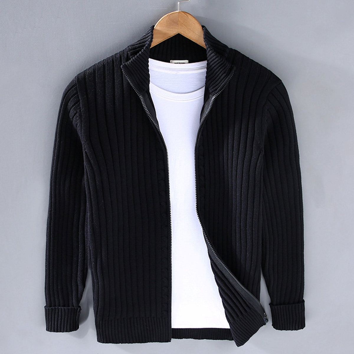 Samuel Ribbed Knit Cardigan | Full-Zip | Winter Layering