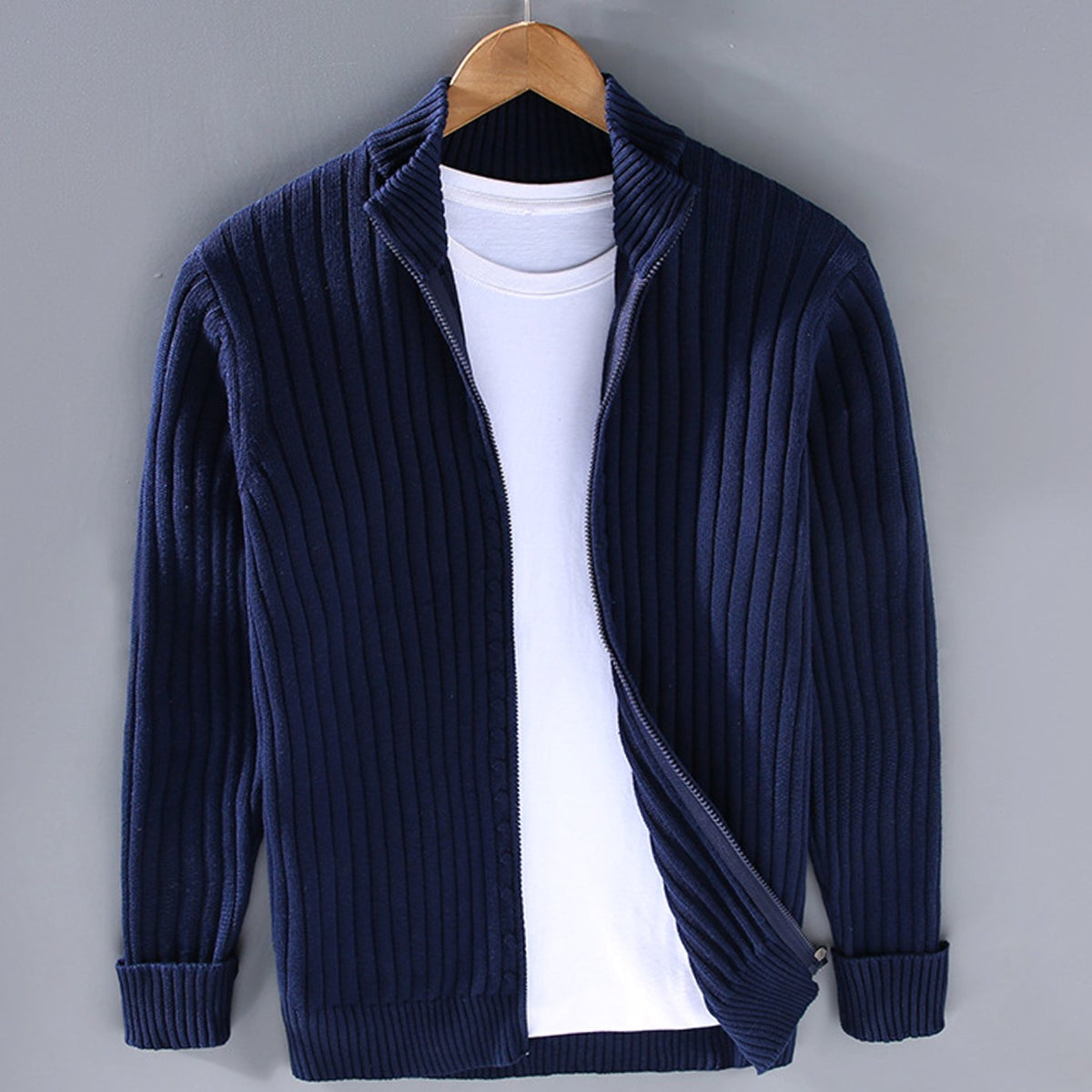 Samuel Ribbed Knit Cardigan | Full-Zip | Winter Layering