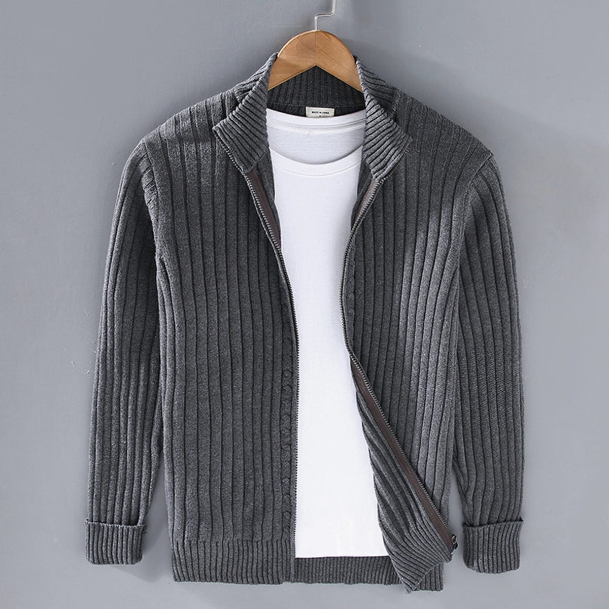 Samuel Ribbed Knit Cardigan | Full-Zip | Winter Layering