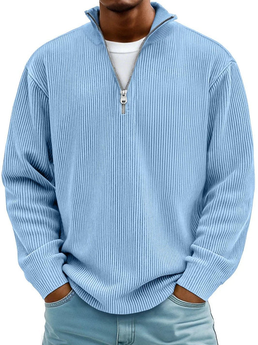 James Ribbed Knit Jumper | Quarter-Zip | Pullover Fit