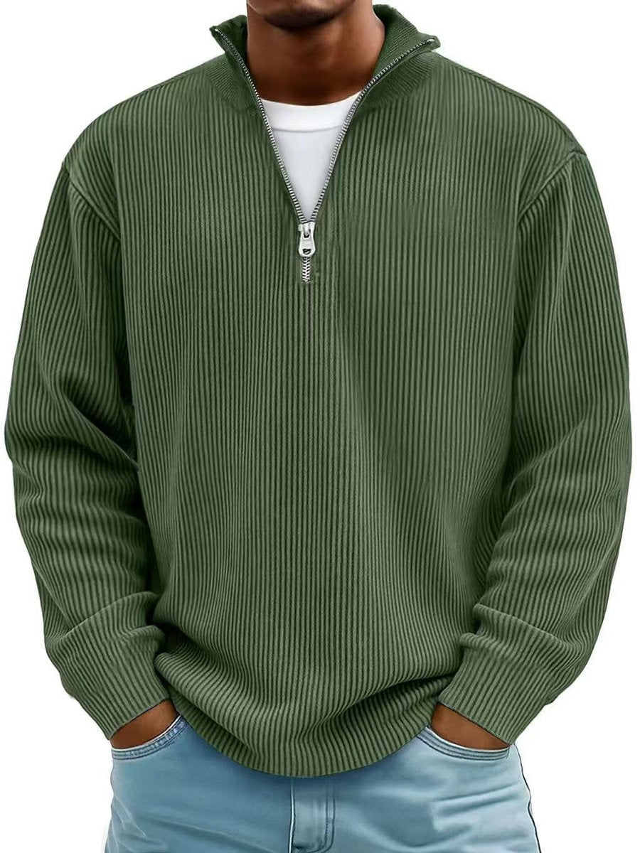 James Ribbed Knit Jumper | Quarter-Zip | Pullover Fit