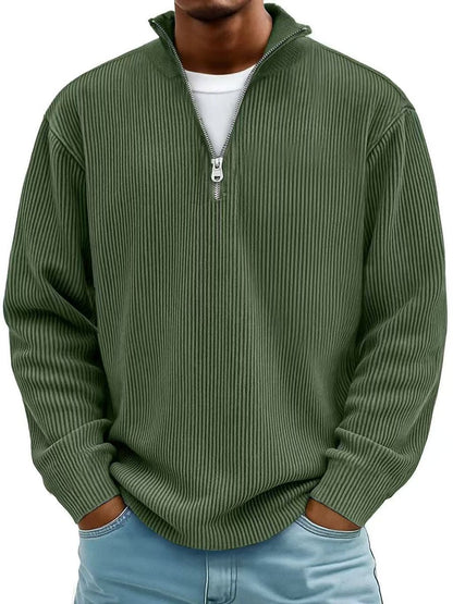 James Ribbed Knit Jumper | Quarter-Zip | Pullover Fit