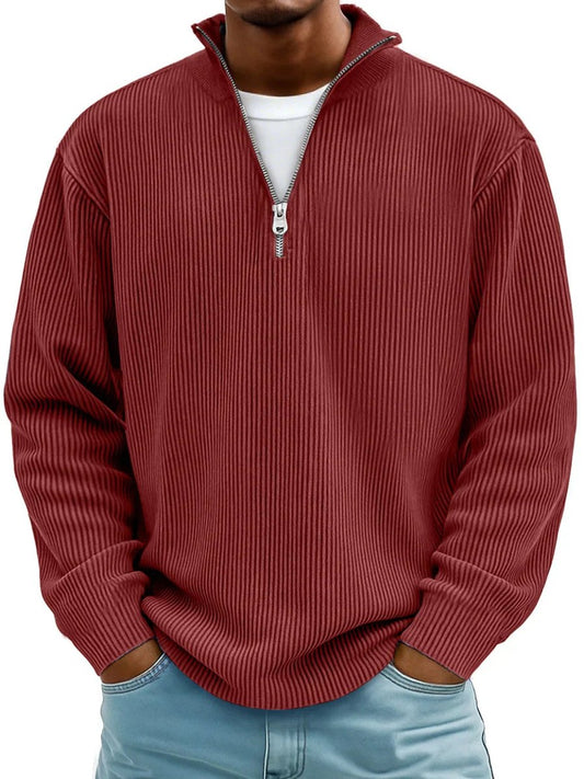 James Ribbed Knit Jumper | Quarter-Zip | Pullover Fit