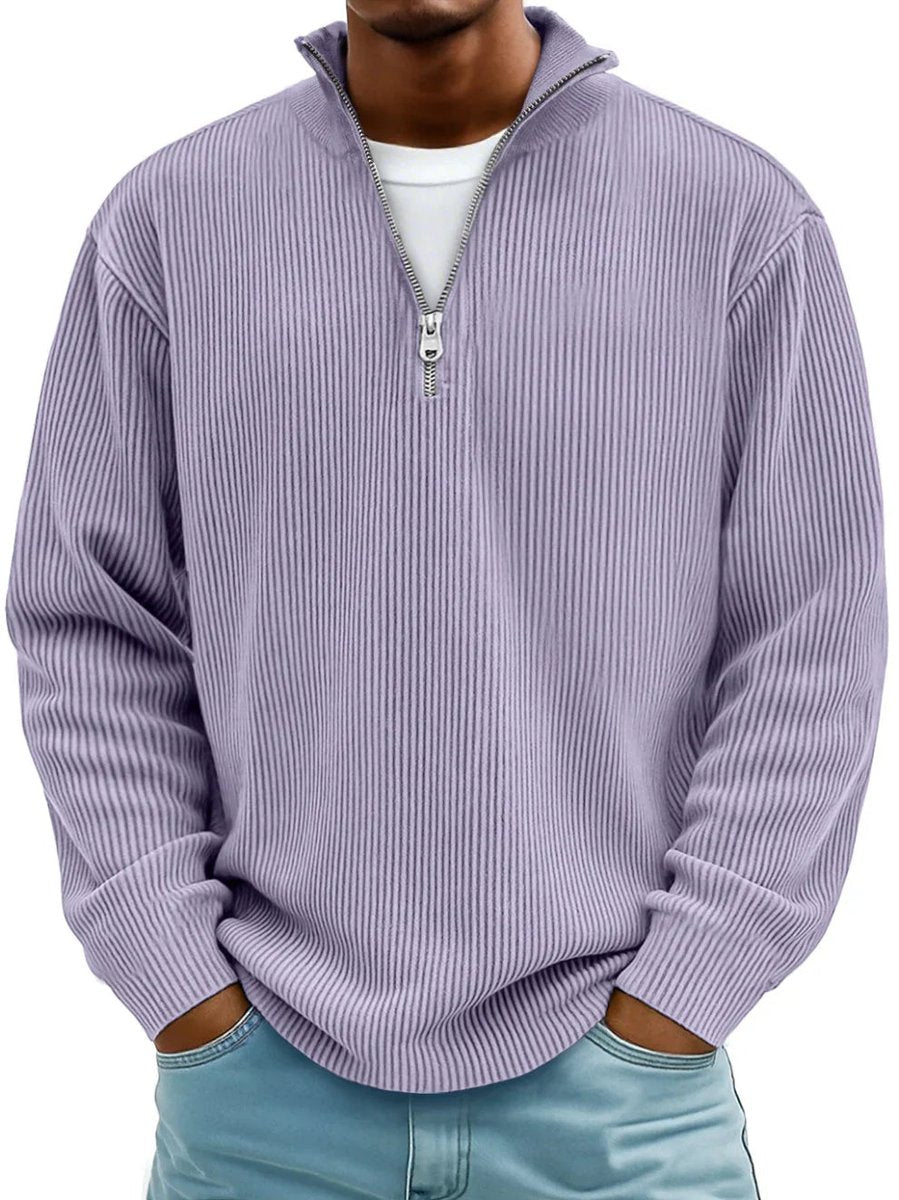James Ribbed Knit Jumper | Quarter-Zip | Pullover Fit
