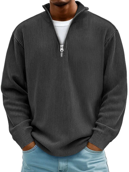 James Ribbed Knit Jumper | Quarter-Zip | Pullover Fit