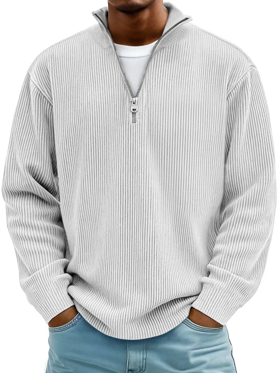 James Ribbed Knit Jumper | Quarter-Zip | Pullover Fit