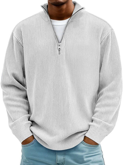 James Ribbed Knit Jumper | Quarter-Zip | Pullover Fit