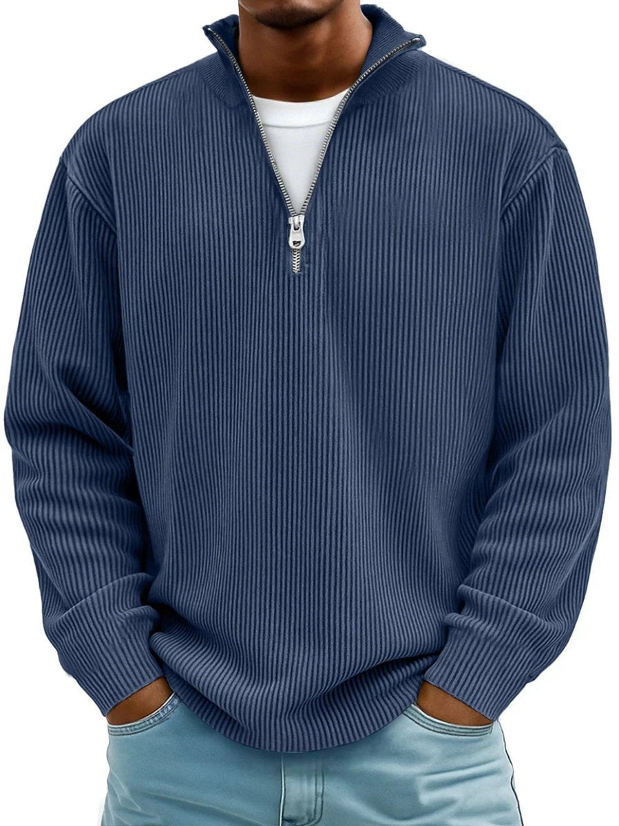 James Ribbed Knit Jumper | Quarter-Zip | Pullover Fit
