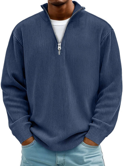 James Ribbed Knit Jumper | Quarter-Zip | Pullover Fit