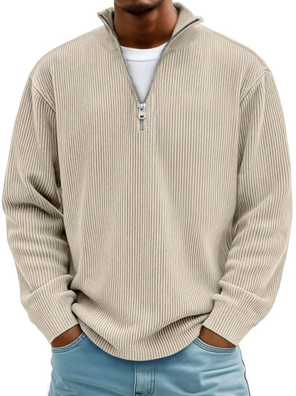 James Ribbed Knit Jumper | Quarter-Zip | Pullover Fit