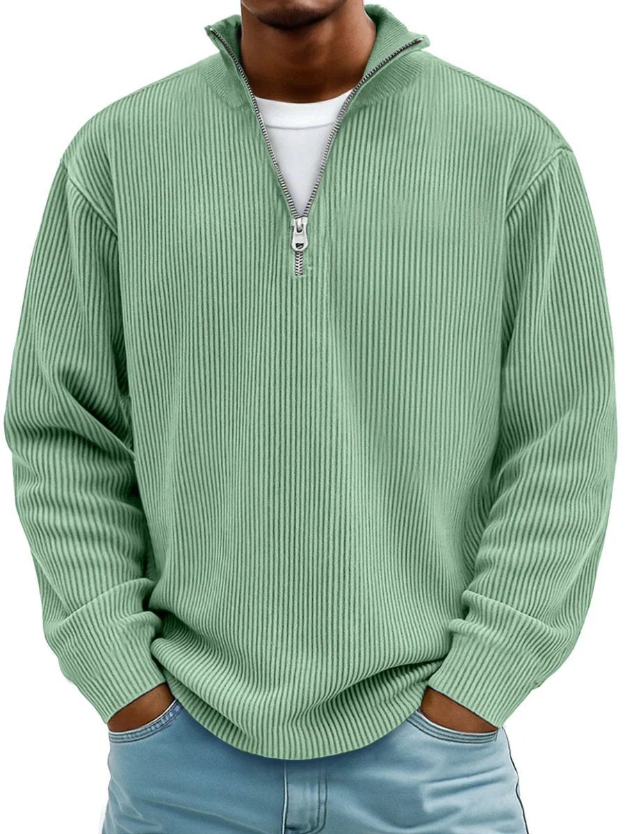James Ribbed Knit Jumper | Quarter-Zip | Pullover Fit