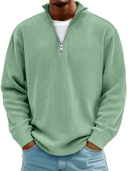 James Ribbed Knit Jumper | Quarter-Zip | Pullover Fit