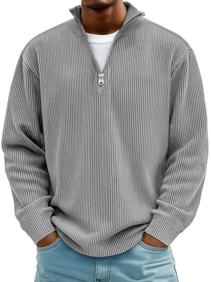 James Ribbed Knit Jumper | Quarter-Zip | Pullover Fit