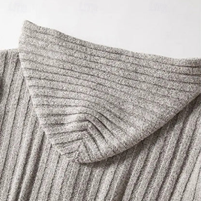 Men's cable knit hooded cardigan