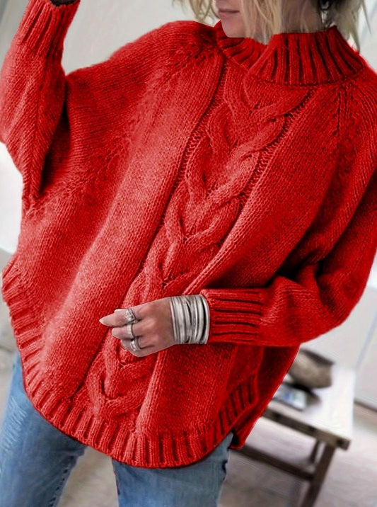Olivia Oversized Cable Knit Jumper | High-Neck | Winter Warmth