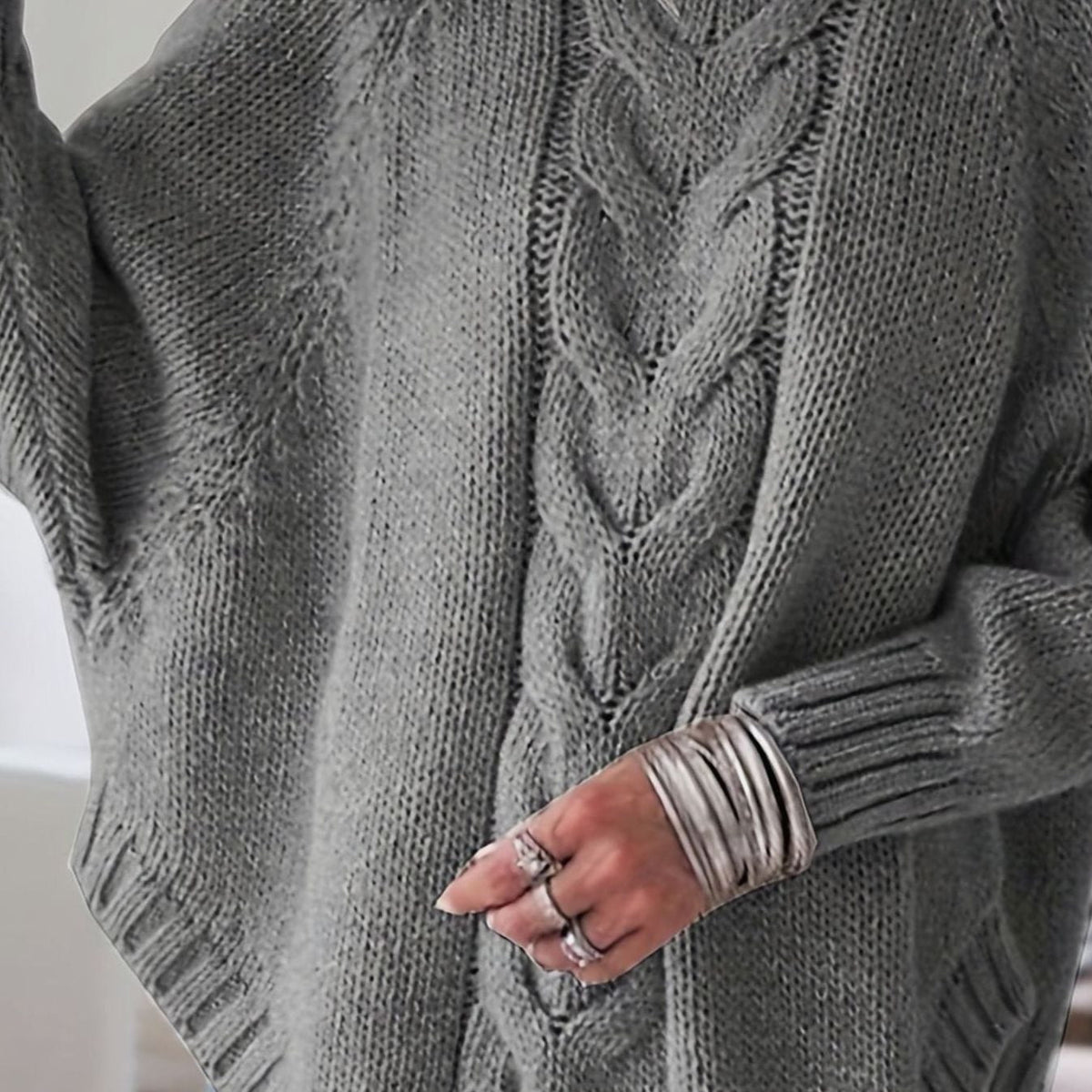 Olivia Oversized Cable Knit Jumper | High-Neck | Winter Warmth
