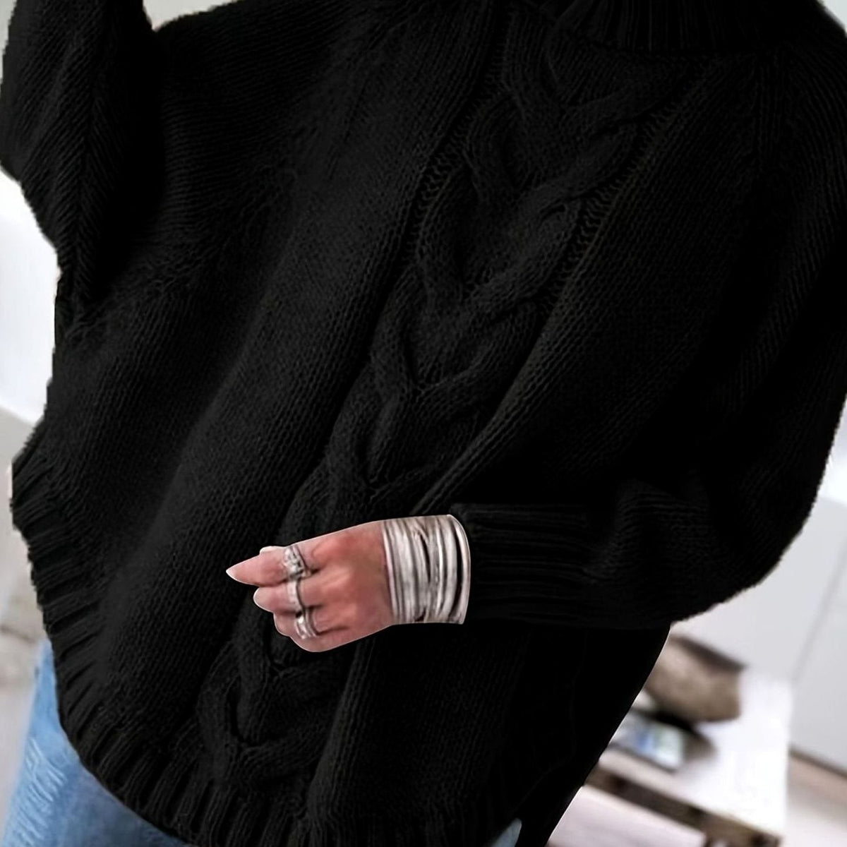 Olivia Oversized Cable Knit Jumper | High-Neck | Winter Warmth