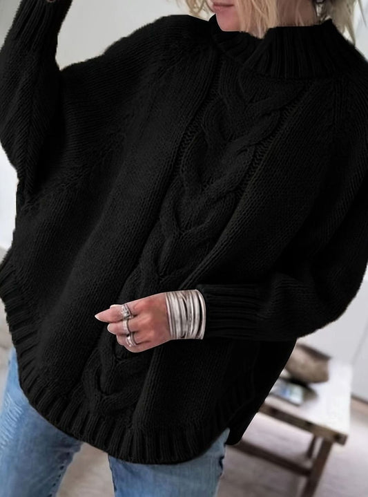 Olivia Oversized Cable Knit Jumper | High-Neck | Winter Warmth