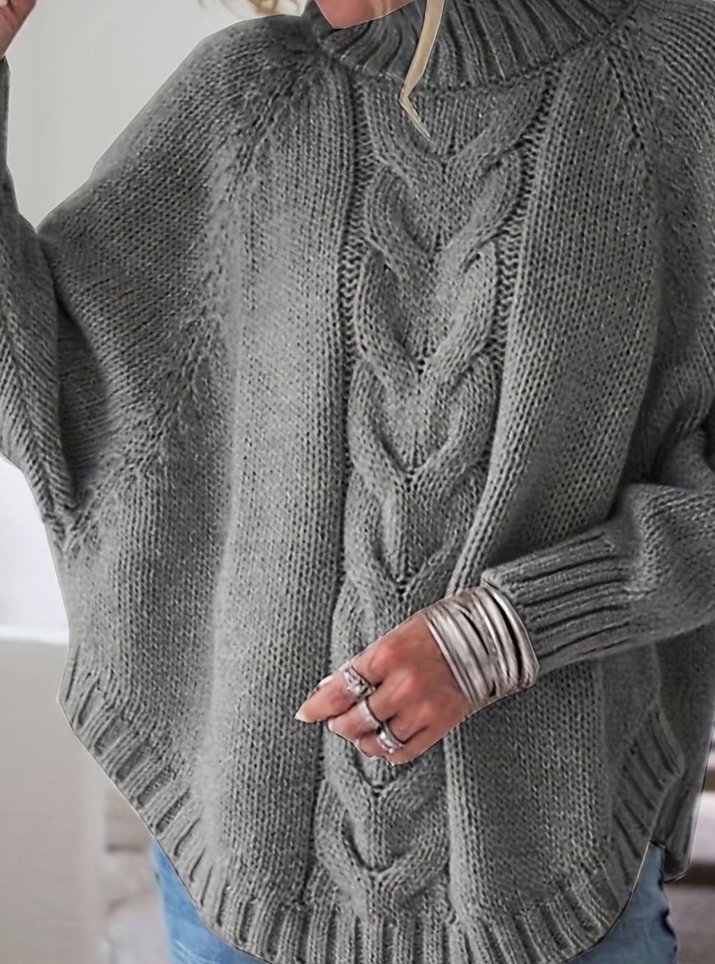 Olivia Oversized Cable Knit Jumper | High-Neck | Winter Warmth