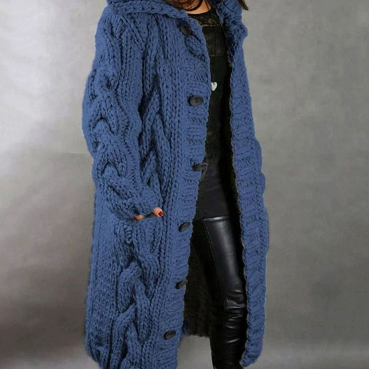 Grace Cable Knit Cardigan | Hooded | Oversized Fit