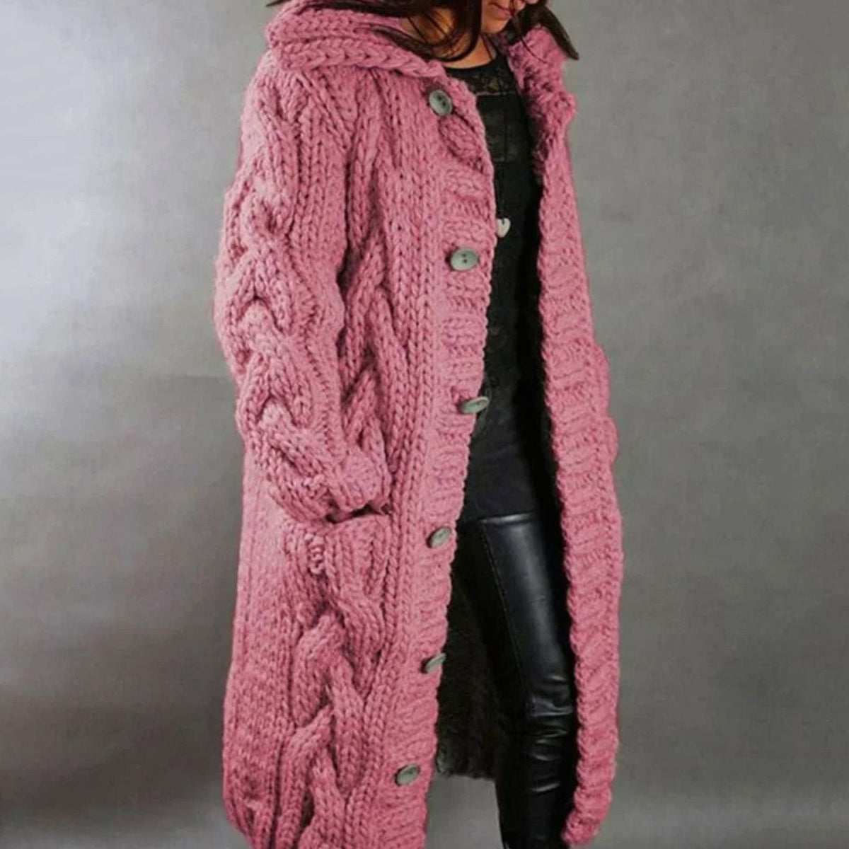 Grace Cable Knit Cardigan | Hooded | Oversized Fit
