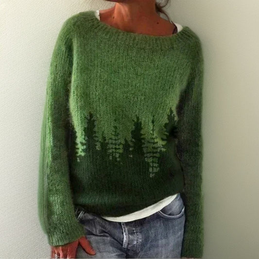 Evelyn Forest Print Crew Neck Jumper | Oversized | Nature Print