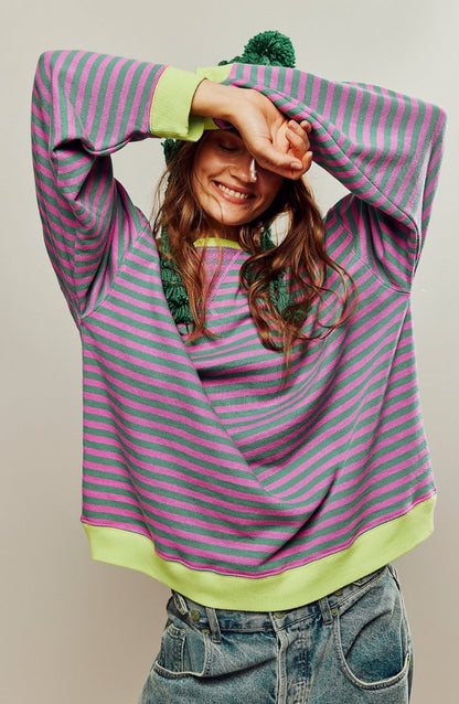 Mia Striped Pullover Jumper | Oversized | Long Sleeve