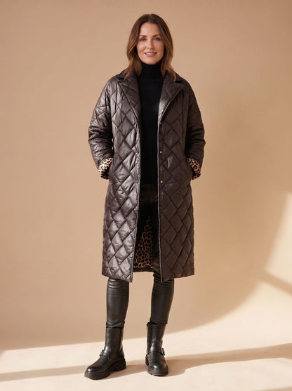 Mia Quilted Diamond-Stitch Coat | Mid-Length | Winter Warmth