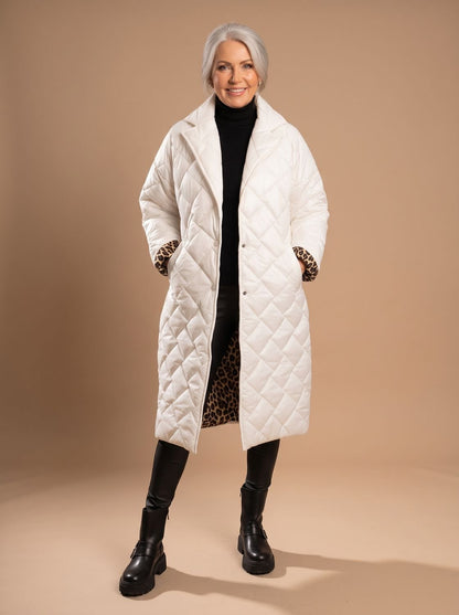 Mia Quilted Diamond-Stitch Coat | Mid-Length | Winter Warmth