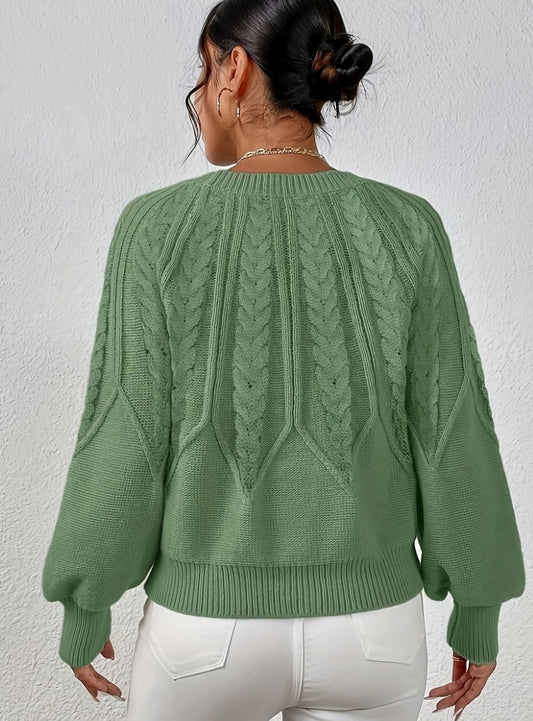 Sophia Cable-Knit Jumper | Lantern Sleeve | Relaxed Fit