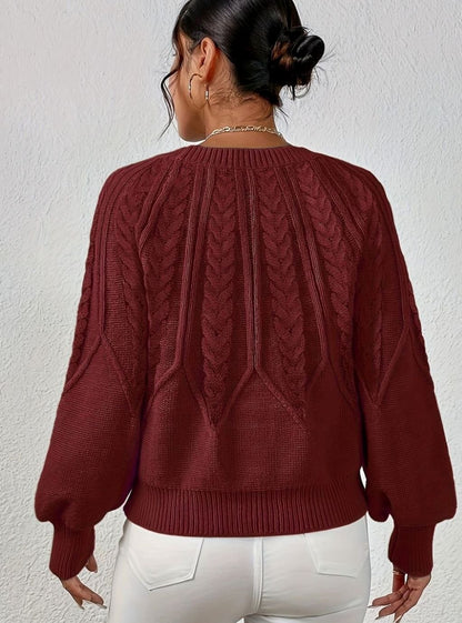 Sophia Cable-Knit Jumper | Lantern Sleeve | Relaxed Fit