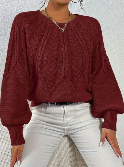 Sophia Cable-Knit Jumper | Lantern Sleeve | Relaxed Fit