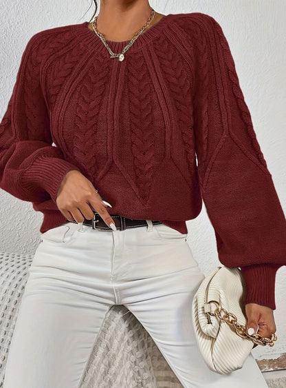 Sophia Cable-Knit Jumper | Lantern Sleeve | Relaxed Fit