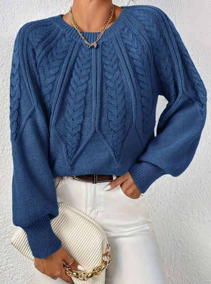 Sophia Cable-Knit Jumper | Lantern Sleeve | Relaxed Fit