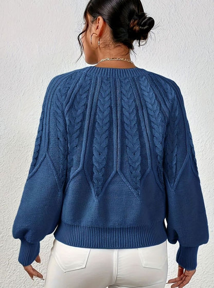 Sophia Cable-Knit Jumper | Lantern Sleeve | Relaxed Fit
