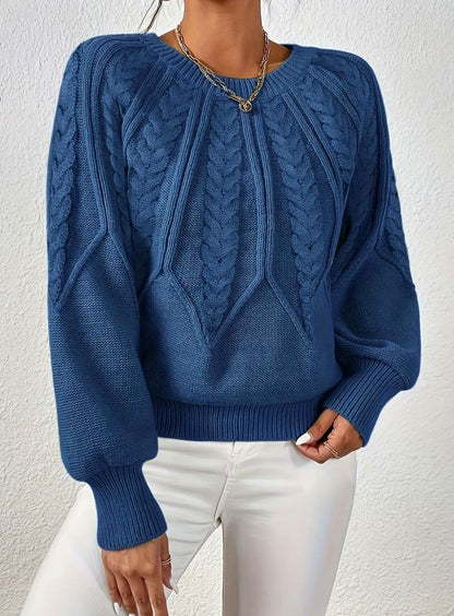 Sophia Cable-Knit Jumper | Lantern Sleeve | Relaxed Fit