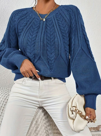 Sophia Cable-Knit Jumper | Lantern Sleeve | Relaxed Fit