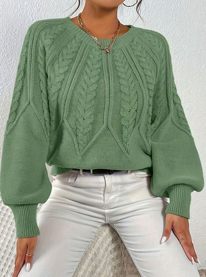 Sophia Cable-Knit Jumper | Lantern Sleeve | Relaxed Fit