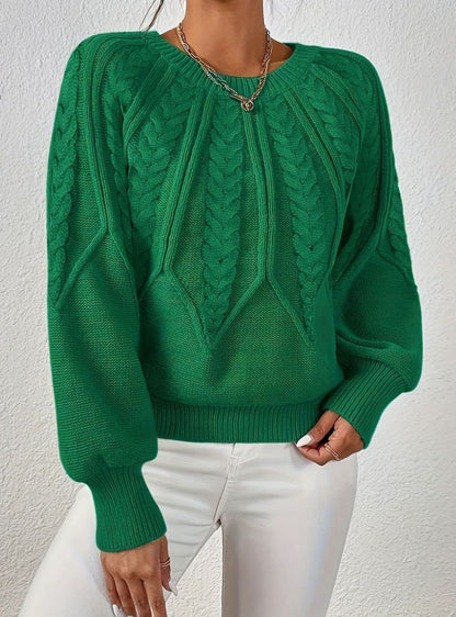 Sophia Cable-Knit Jumper | Lantern Sleeve | Relaxed Fit