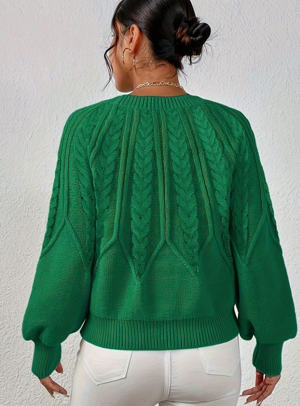 Sophia Cable-Knit Jumper | Lantern Sleeve | Relaxed Fit