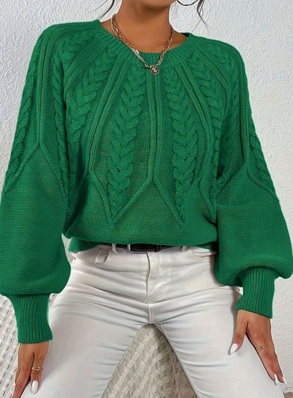 Sophia Cable-Knit Jumper | Lantern Sleeve | Relaxed Fit