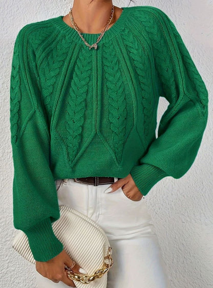 Sophia Cable-Knit Jumper | Lantern Sleeve | Relaxed Fit
