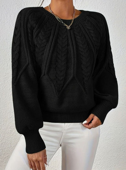 Sophia Cable-Knit Jumper | Lantern Sleeve | Relaxed Fit