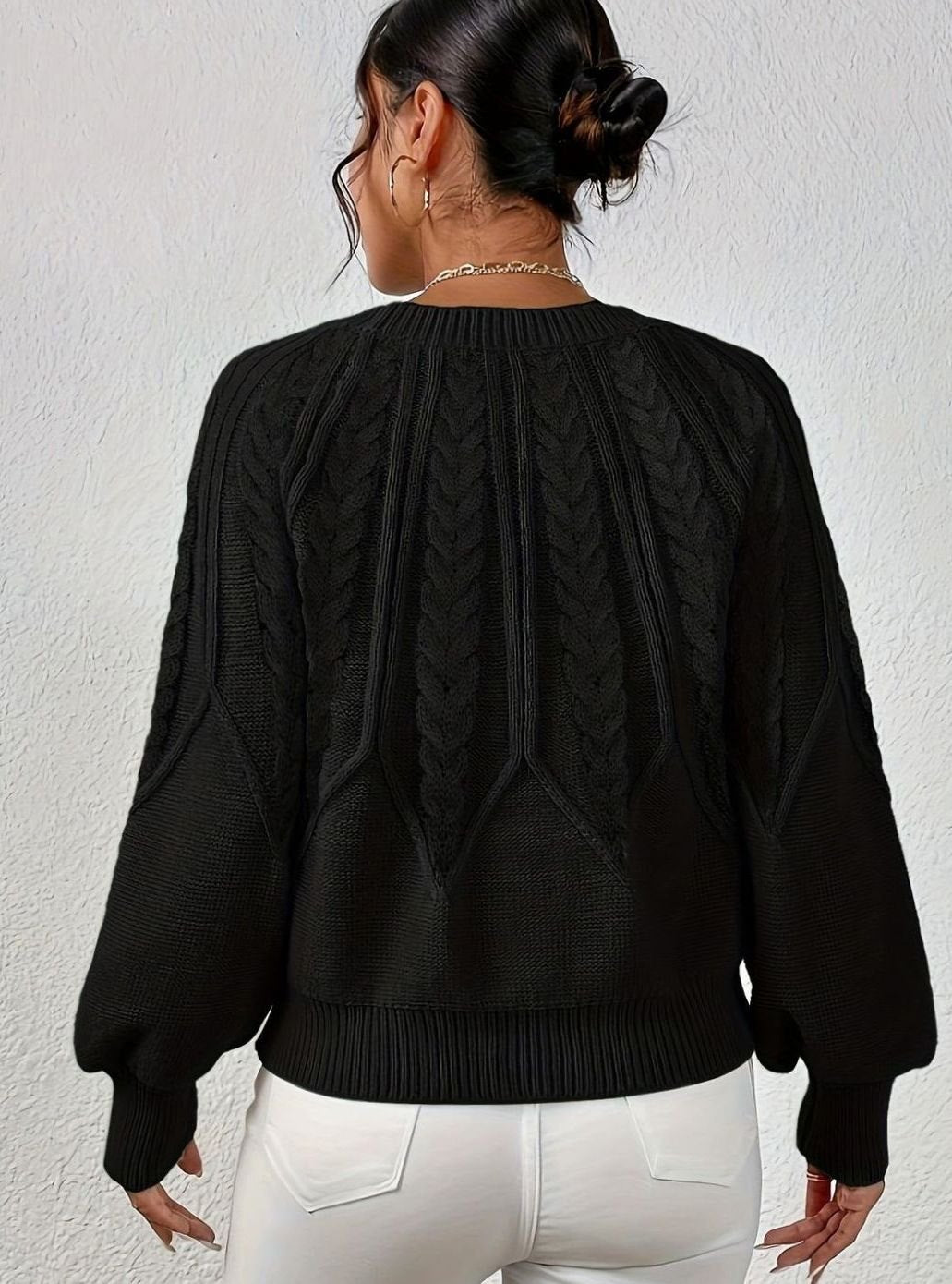 Sophia Cable-Knit Jumper | Lantern Sleeve | Relaxed Fit