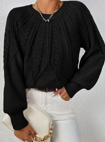 Sophia Cable-Knit Jumper | Lantern Sleeve | Relaxed Fit