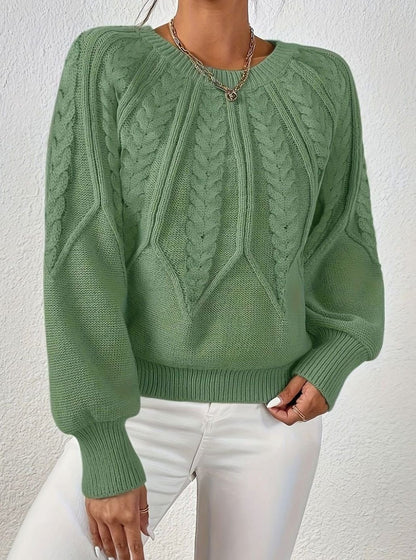 Sophia Cable-Knit Jumper | Lantern Sleeve | Relaxed Fit