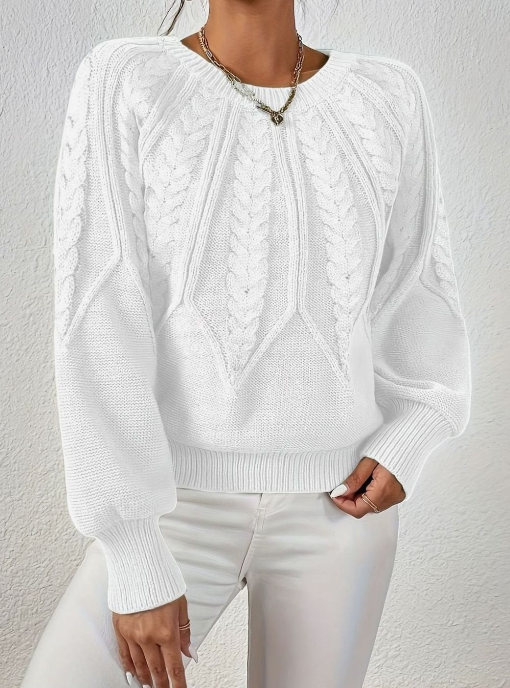 Sophia Cable-Knit Jumper | Lantern Sleeve | Relaxed Fit